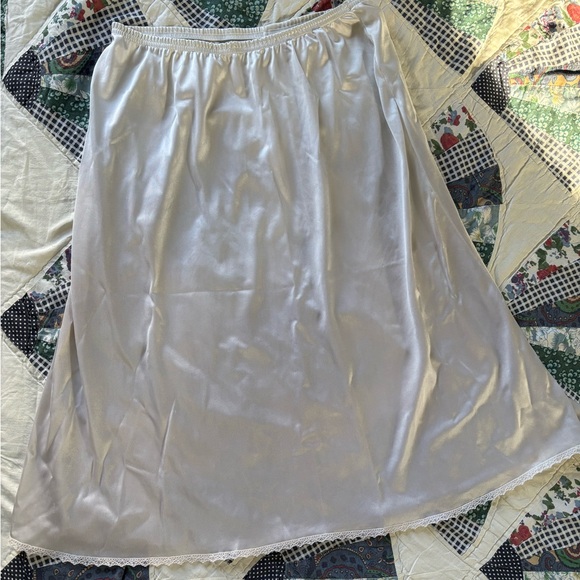 American Vintage Other - Vintage White Satin & Nylon Slip skirt with Lace Trim